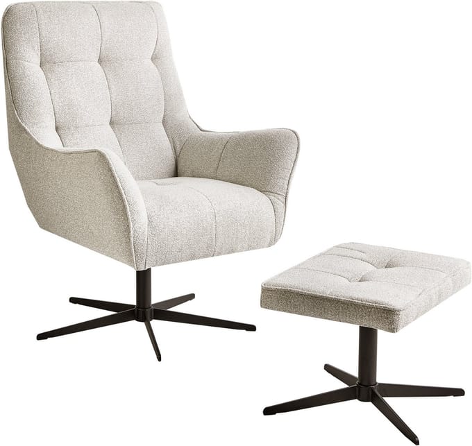 MOLLE - Fauteuil met voetenbank - Lichtbeige - Polyester
