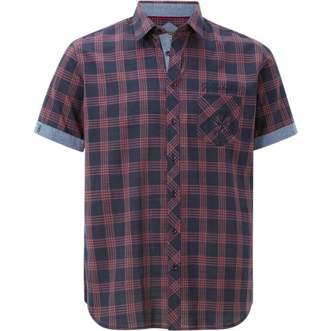 Jan Vanderstorm herren Overhemd Met Korte Mouwen - 51/52 - donkerblauw - Plus Size