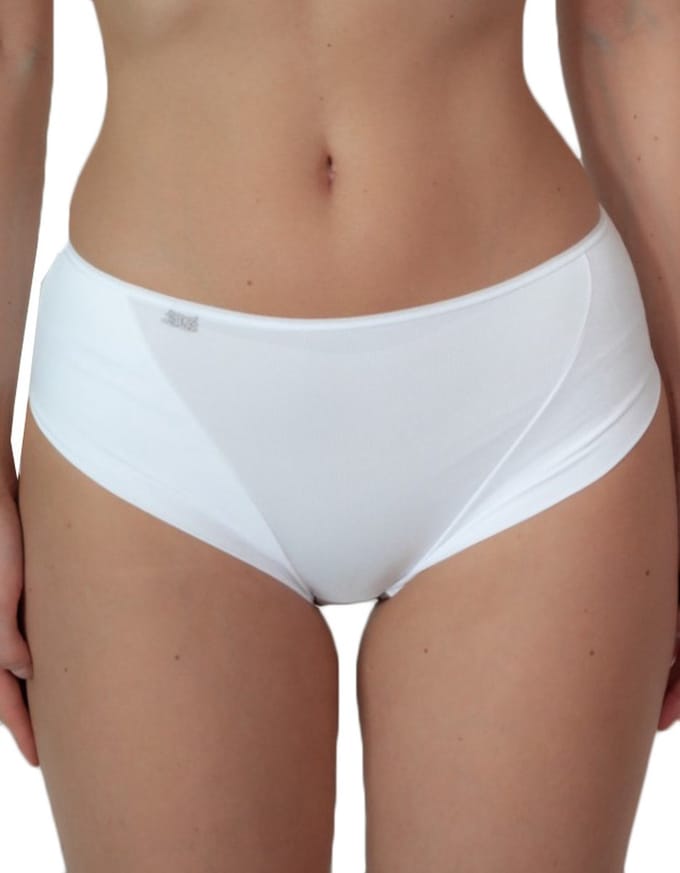 Dames heup slip 3244 - Microfiber - Dames onderbroek - ondergoed - badstof kruisje - Wit / M