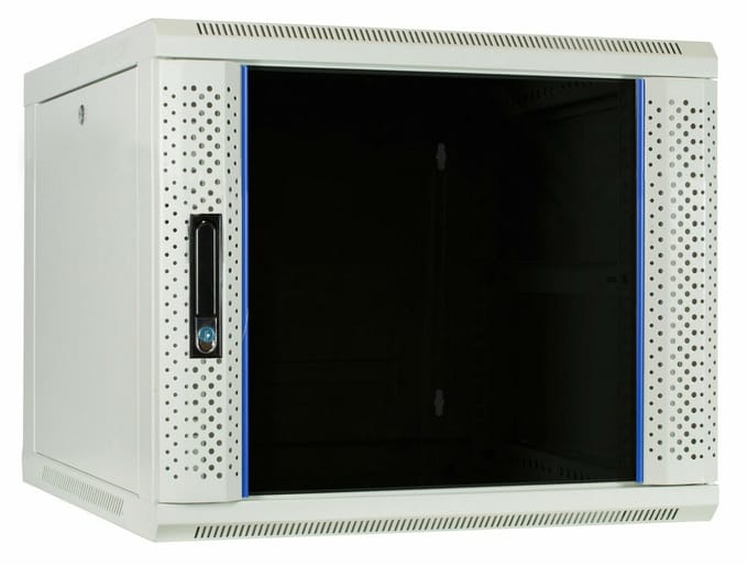 DSIT 9U witte wandkast met glazen deur 600x600x500mm (BxDxH) - serverbehuizing - serverrack - serverkast - 19 inch