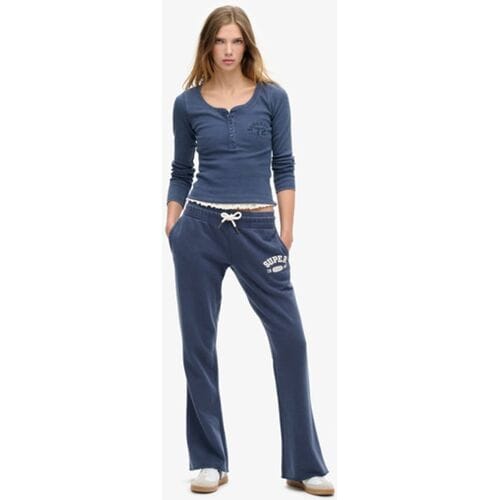 Superdry Athletic Essentials Flare Joggingbroek Met Lage Taille Blauw Grootte: 34