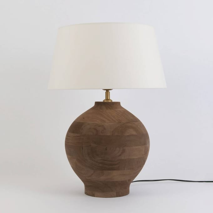Holländer Tafellamp SORATTE, naturel/ecru, hoogte 48 cm, mangohout, E27