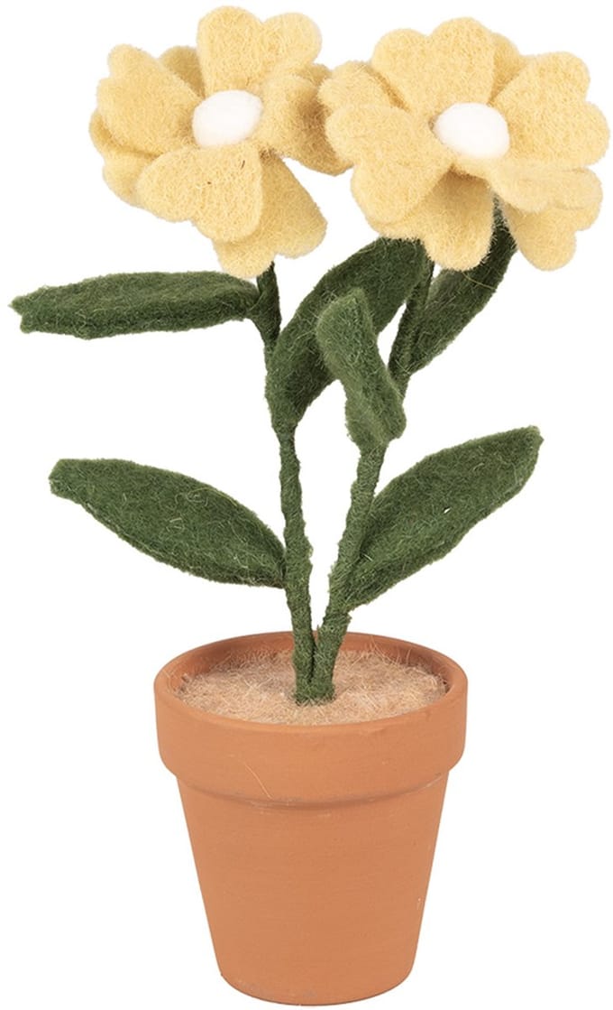 Clayre & Eef Decoratie Bloem 8x8x26 cm Geel Textiel