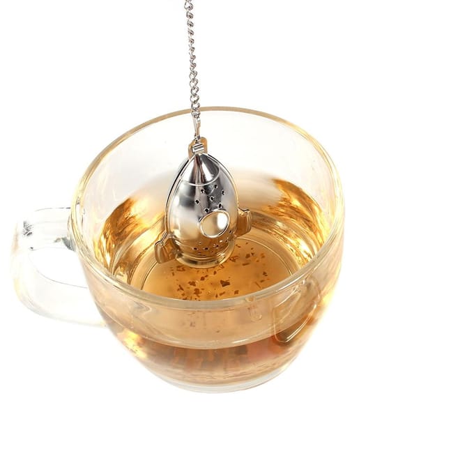 Schattige roestvrijstalen losse thee blad infuser bal zeef filter diffuser kruiden specerijen raket gray
