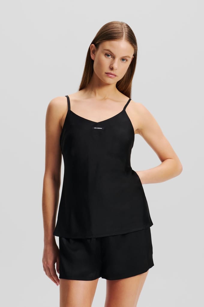 Karl Lagerfeld Essential Logo Satin Pj Set Black Größe: M | Unterhosen Outlet | Damen | Schwarz