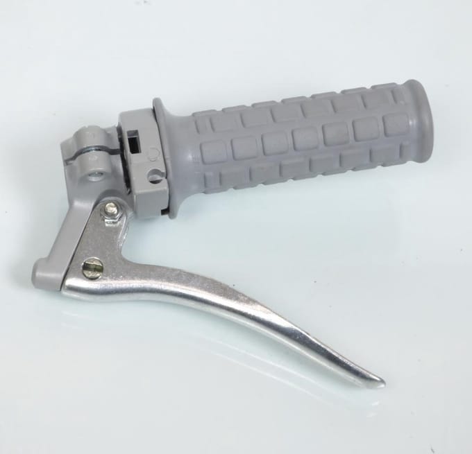 grijs vintage gashendel + hendel en kabelstop voor bromfiets