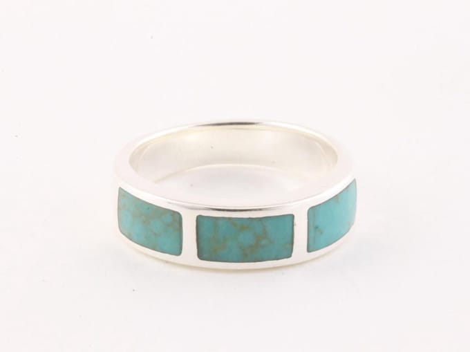 Zilveren ring met groene turkoois - maat 22