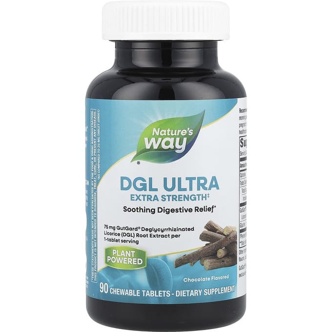 Nature's Way, DGL Ultra, Extra Fort, Chocolat, Comprimés à Croquer 90 Comprimés