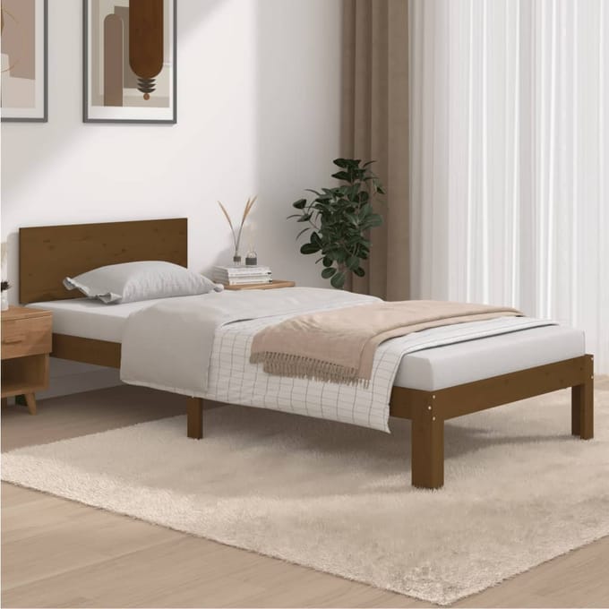 vidaXL - Bedframe - massief - grenenhout - honingbruin - 90x200 - cm