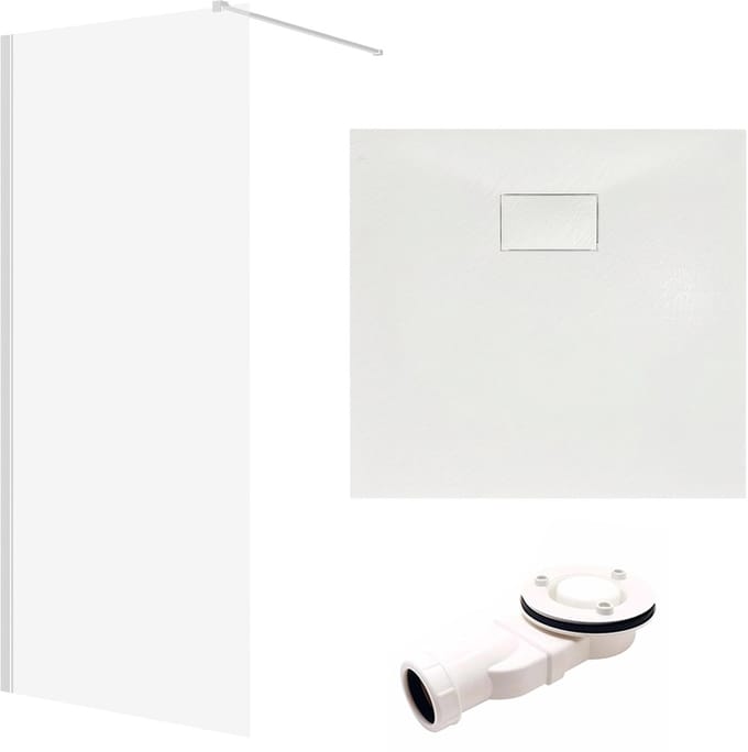 Ketil Vidar doucheset 80 x 80 cm chroom/wit - walk-in douchewand met douchebak