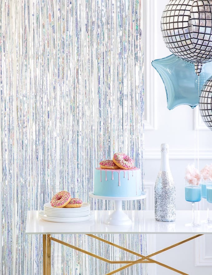 PARTYDECO - Gordijn holografisch sprankelend 90 x 250 cm