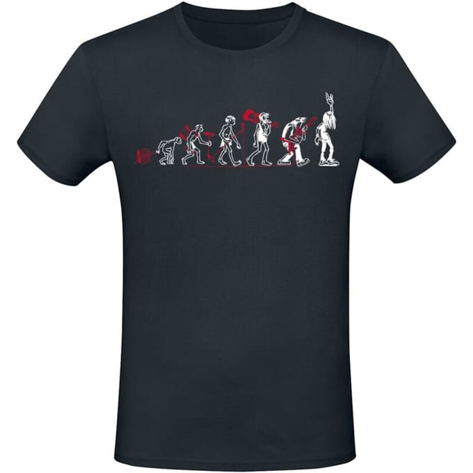 Sprüche - Fun T-shirt - Evolution of Metal - M - voor Mannen - zwart