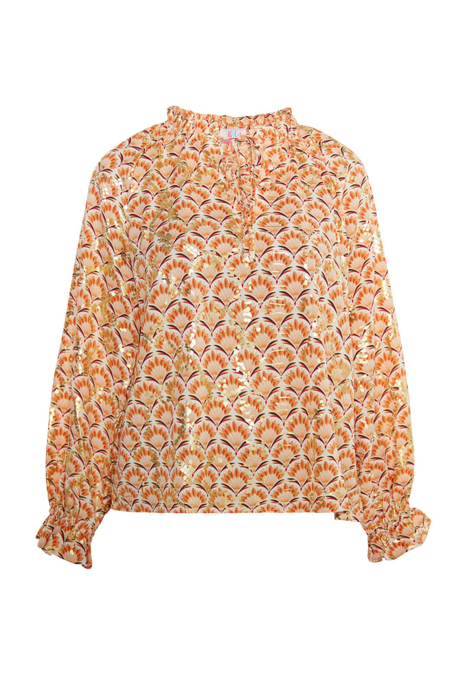 IZIA Blouse Dames Wol Wit Veelkleurig