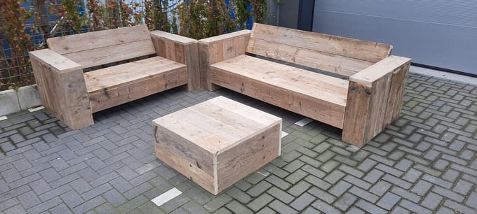 Loungeset ''Garden S Luxe'' van Gebruikt steigerhout - 5 persoons