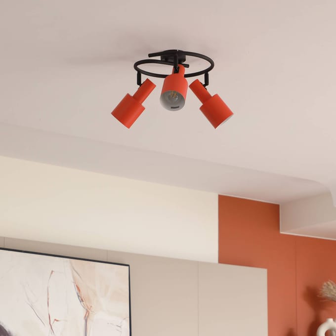 Lindby - buitenspot - 3lichts - IJzer - H: 25 cm - E27 - oranje, zwart