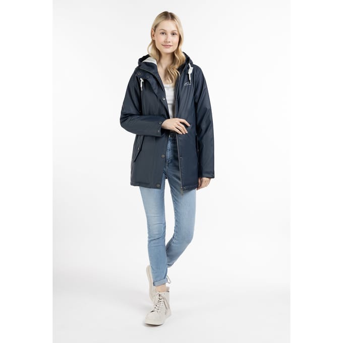 ICEBOUND Gewatteerd regenjack stadsregen Dames marine