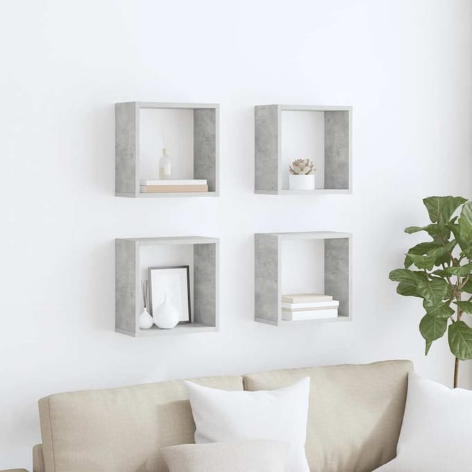 vidaXL - Wandschappen - kubus - 4 - st - 30x15x30 - cm - betongrijs