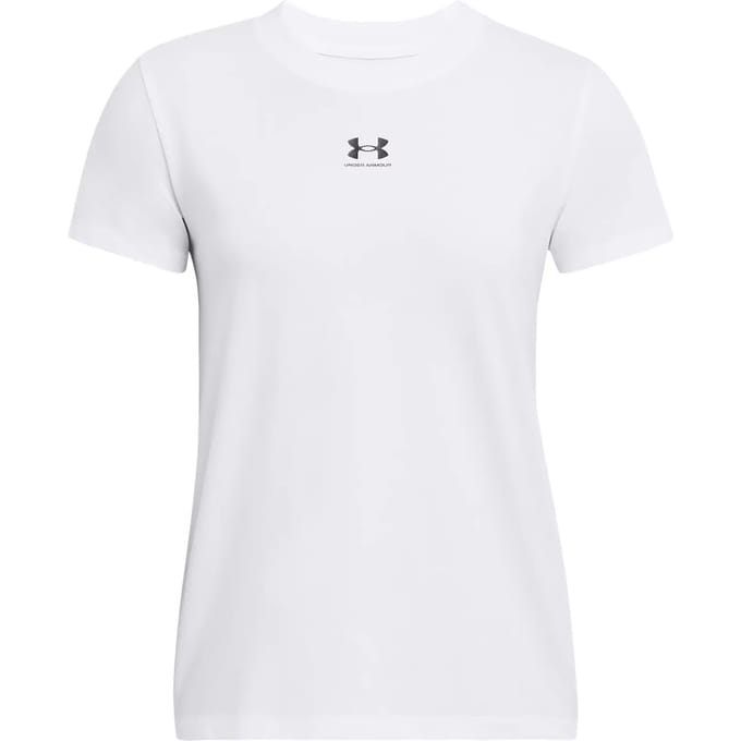 Under Armour UA Rival Core SS-WHT Dames Sportshirt - Wit - Zwart