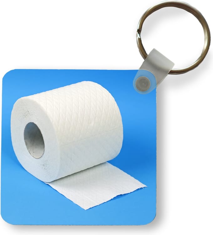 Sleutelhanger - Uitdeelcadeautjes - Wc-rol op blauw - Plastic