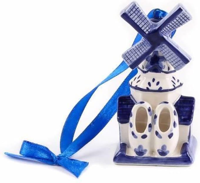 Matix - kerstboomversiering - molen met klompen - Delftsblauw