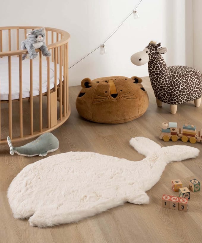 Kindervloerkleed Walvis - Fluffy crème 70x120