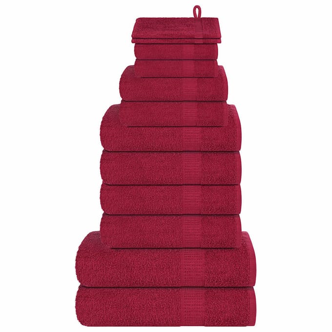vidaXL - 12-delige - Handdoekenset - FROGN - 360 - g/m² - bordeaux