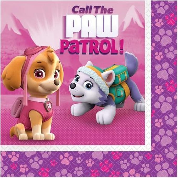 Paw Patrol Pink servetten 33 x 33 cm. 20 st.