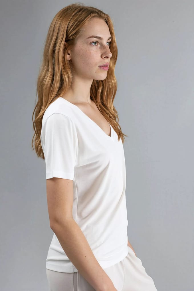 V-hals Korte Mouwen Modal Blouse