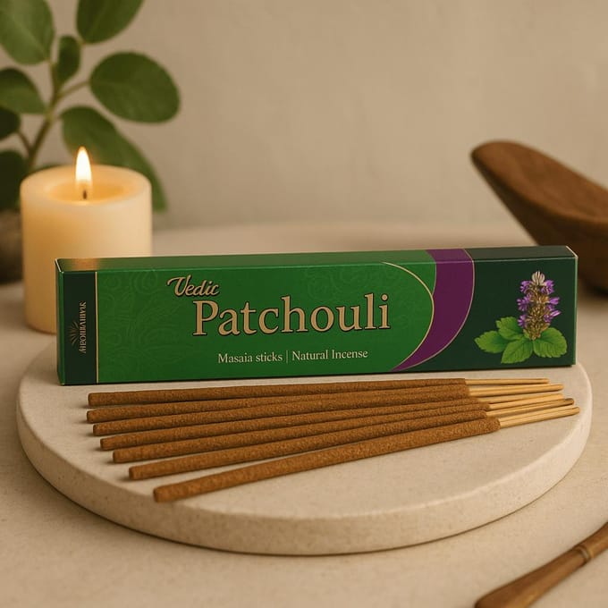6x Bâtonnets d'Encens Masala Patchouli roulés à la main, 12 Bâtonnets