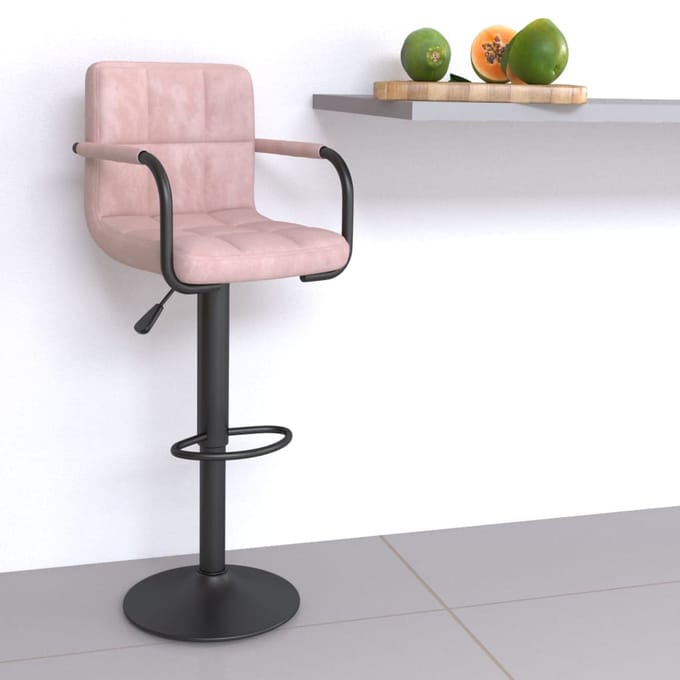 vidaXL - Barkruk - fluweel - roze