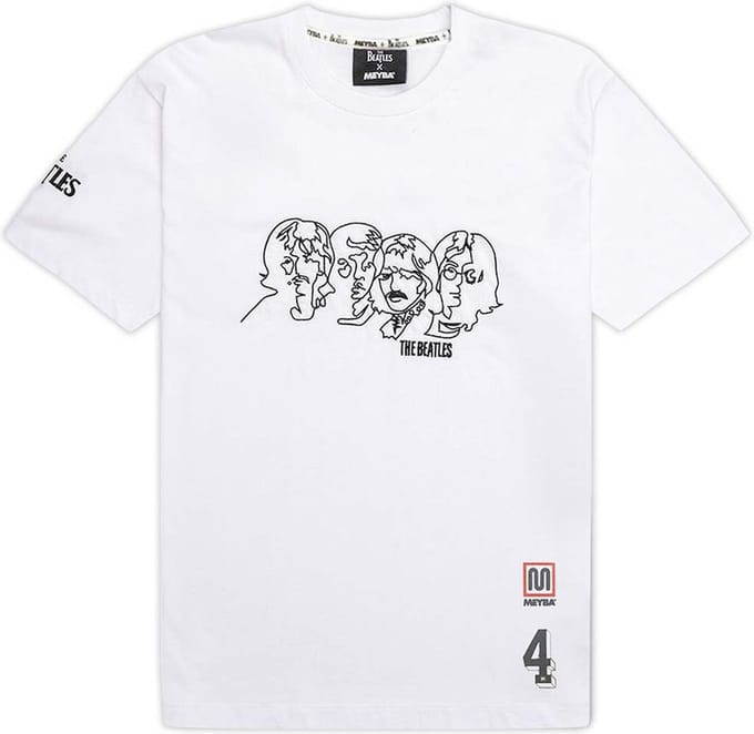 The Beatles - Meyba Embroidered Heren T-shirt - S - Wit