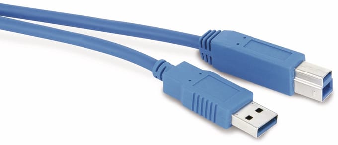 USB-A naar USB-B kabel - USB3.0 - tot 2A / blauw - 1 meter