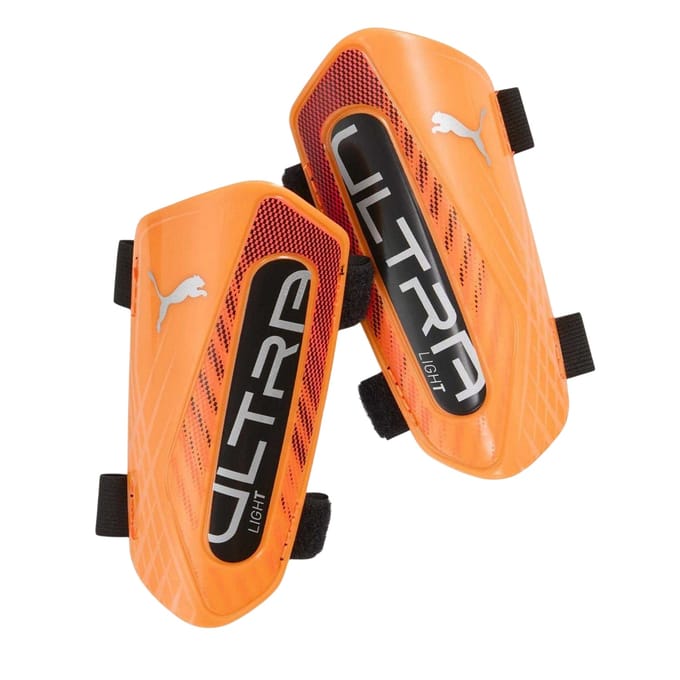 Puma Ultra lichte scheenbeschermers voor volwassenen (Oranje/zilver)