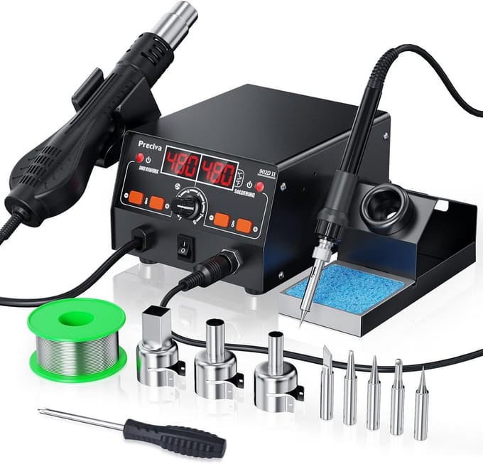 Digitaal Soldeerstation met Heteluchtpistool - 2-in-1 Rework Station met PID Regeling & Slaapstand