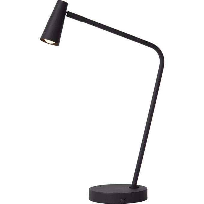 Lucide STIRLING - Oplaadbare Bureaulamp - Accu/Batterij - LED 3 StepDim - 1x3W 2700K - Zwart
