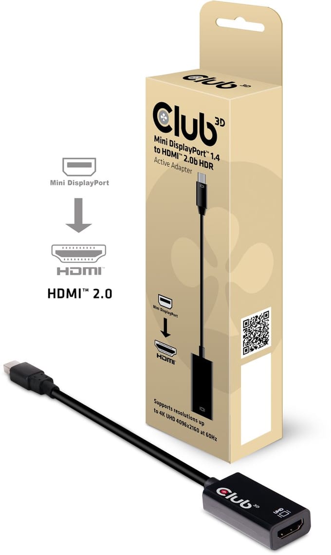 Club 3D Mini DisplayPort™ 1.4 to HDMI™ 2.0b HDR