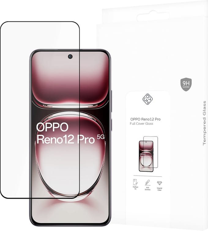 Cazy screenprotector geschikt voor OPPO Reno12 Pro - Screenprotector Full Cover Gehard Glas