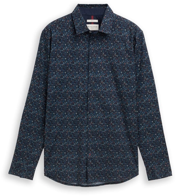Tom Tailor - Getailleerd overhemd met patroon - Maat M - navy round design