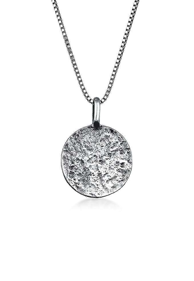 KUZZOI - Halsketting - Mannen plaat hanger Basis Hammered in 925 Sterling zilver - Heren