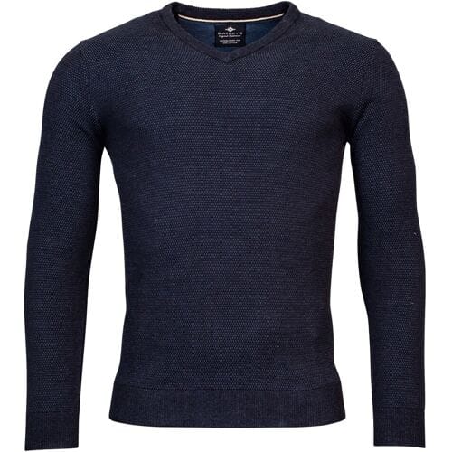 Baileys Trui V-Neck Allover 2-Tone Structure Knit Navy / male