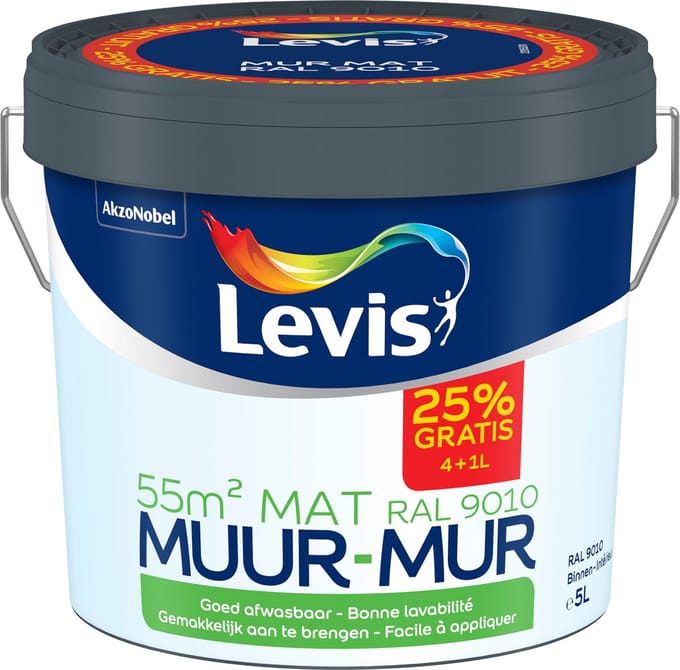 Levis - Mur & Plafond - Ral 9010 - 5 L