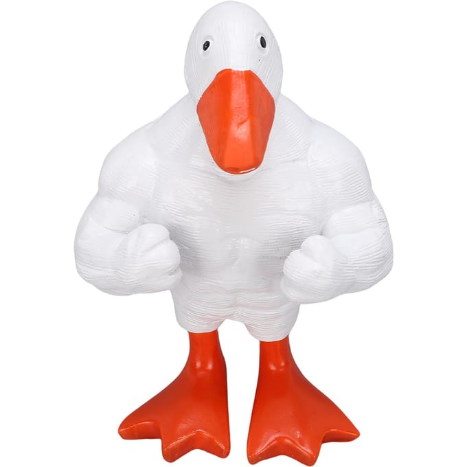 Magnetische sleutelhouder, eendje van plastic, grappig beeldje van een gespierd eendje, bureaudecoratie voor thuis, hal of tafel, wit