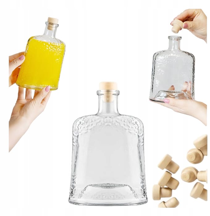 Bimberek Serie - Glazen Fles - 500 ml - Kurkentop - Decoratief