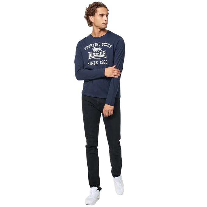 Lonsdale Auldearn Langarmshirt normale Passform Navy/White-3XL