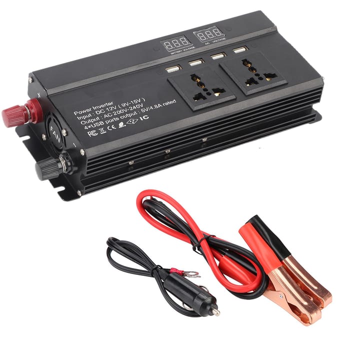 DC 12V naar 1200W 3000W Auto Spanningsomvormer Inverter Converter Auto Oplader wit