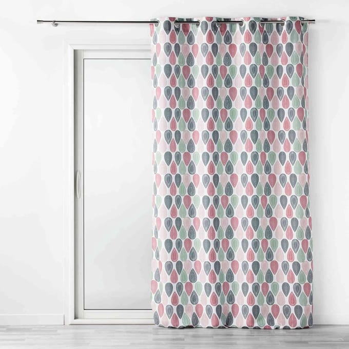 douceur d'intérieur, Oogjesgordijn (140 x 260 cm) Palpito Roze, Bedrukt Polyester