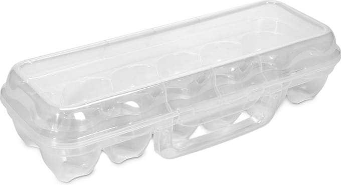 Hega Hogar Eierdoos - koelkast organizer eierhouder - 12 eieren - transparant - kunststof - 30 x 16 cm