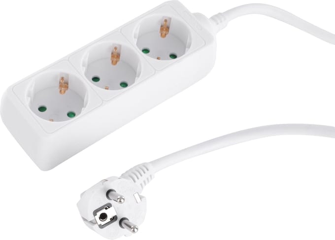 Q-Link stekkerdoos - 3-voudig - randaarde - 3 x 1.5 mmÂ² - 1.5 m - wit