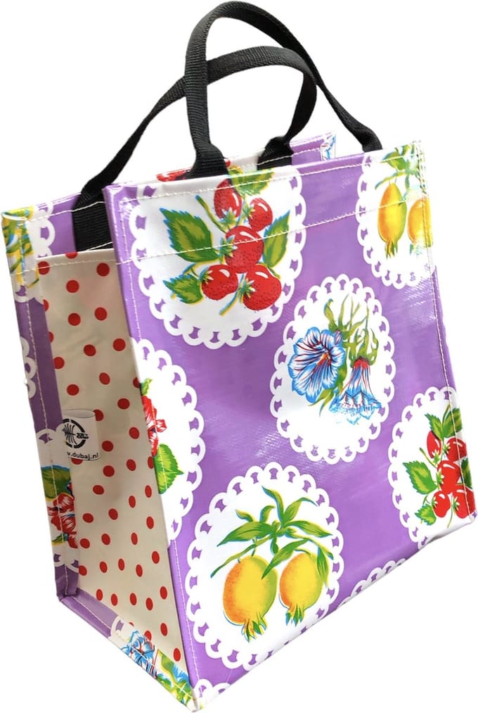 Atelier Du Baj Shopper van Mexicaans tafelzeil kleedjes purple