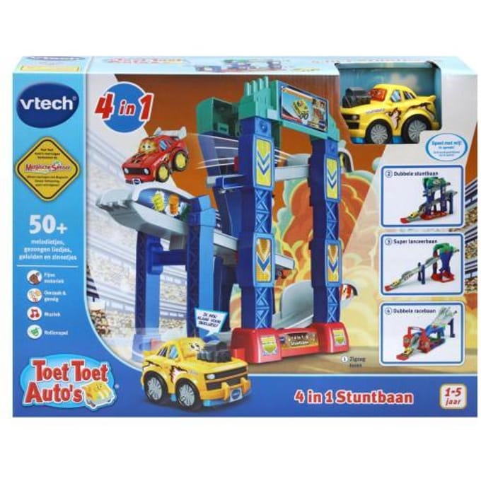 VTech Toet Toet Auto's 4-in-1 Stuntbaan - Interactief Speelgoed - Educatief Babyspeelgoed - Vanaf 1 tot 5 Jaar